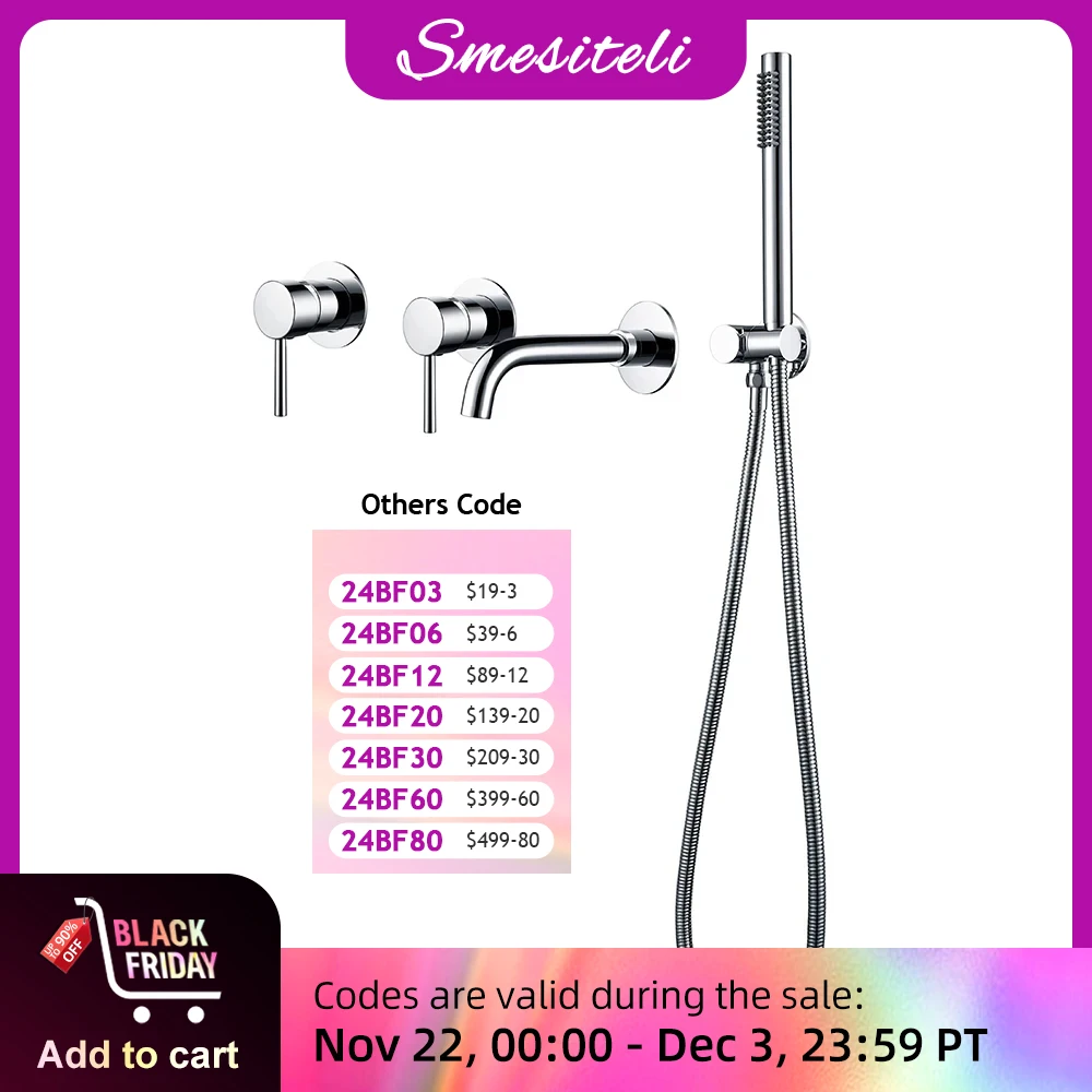 Bathtub Faucet Bathroom Shower Mixer Set Hot Cold 2 Way Diverter Shower Solid Brass With 150MM/210MM/260MM Bath Spout Mixing Kit