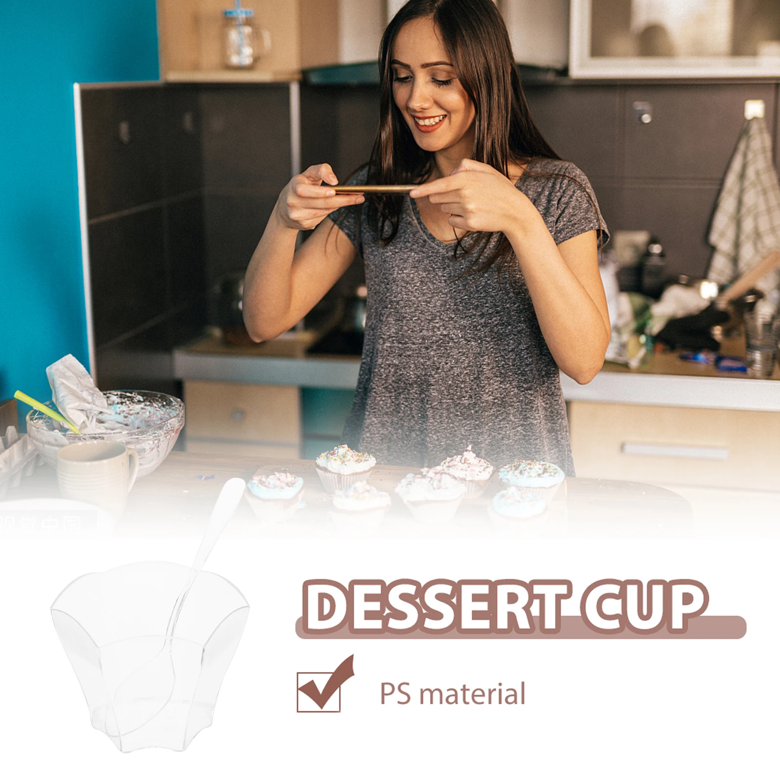 

50 Sets Disposable Dessert Cup Transparent Plastic Mugs for Juice Ice Cream Drink Beverages Kitchen Appliances