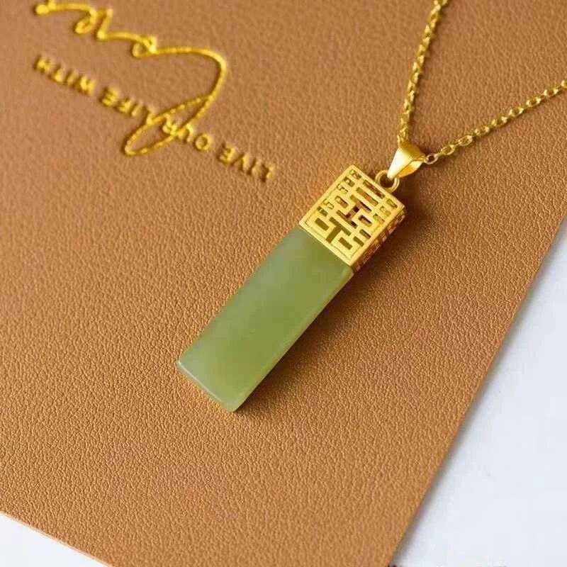 

Retro Court Style Pendant Women's Qipao Sweater Chain Jewelry out New Fashion Alloy Alloy Engraved Happiness Character