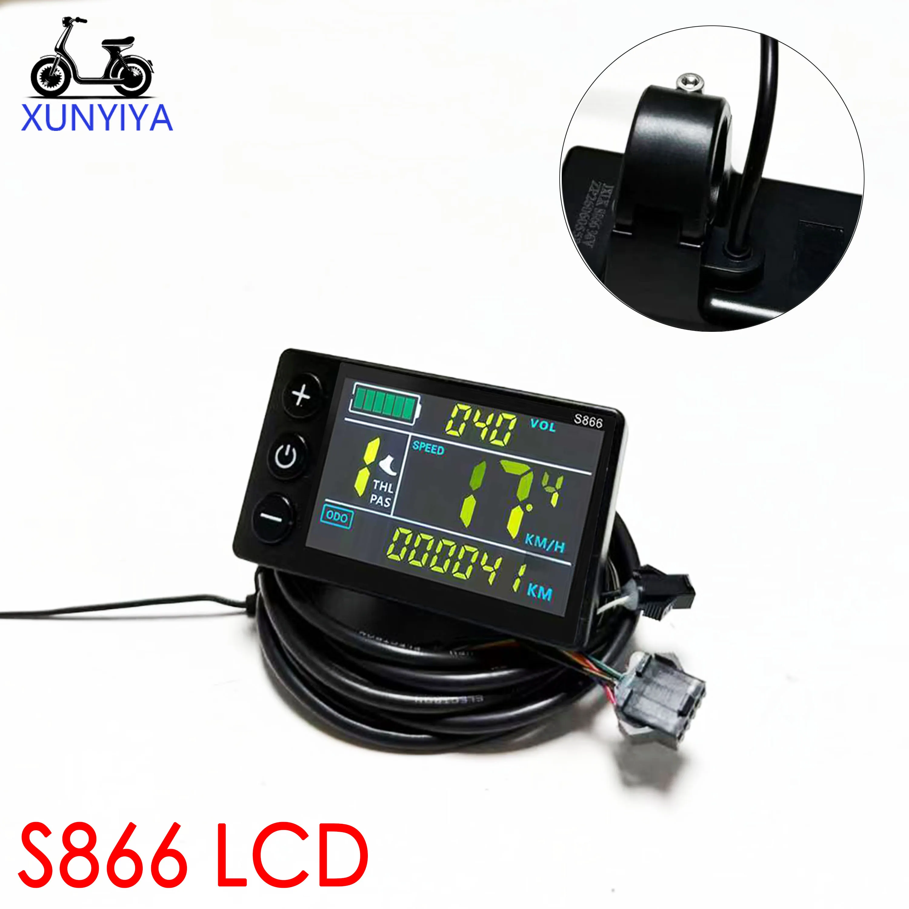 AliExpress NONE 24V/36V/48V/52V/60V Color LCD Display S866 5+2pin (2pin for Light) Diameter: 22.2mm UART No.2 Communication Protocol E-bike