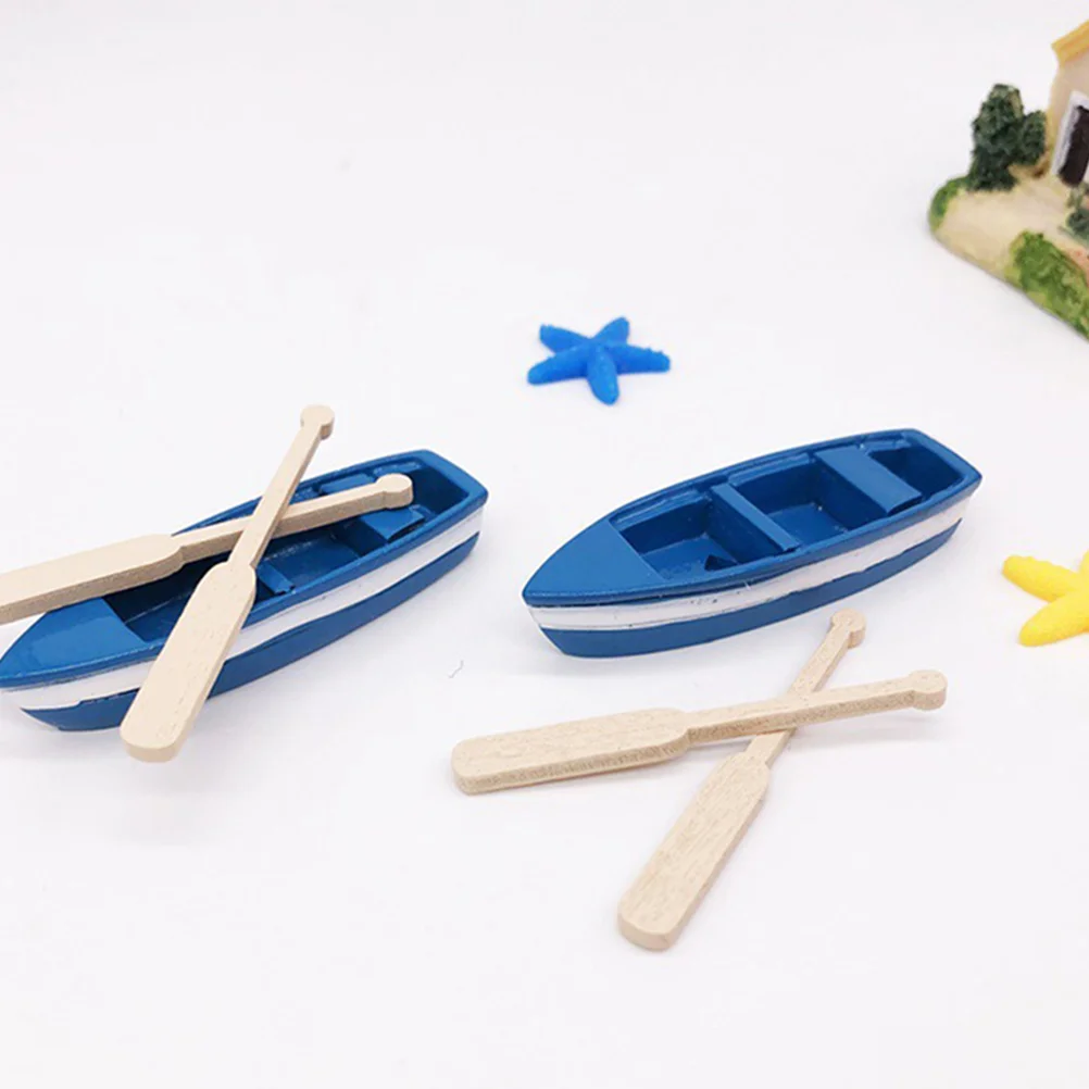 7 Set Boat Model Fishing Accessories Beach Miniatures Tabletop Fairy Garden Sandbox Style Landscaping Kit Decor Items Paddle