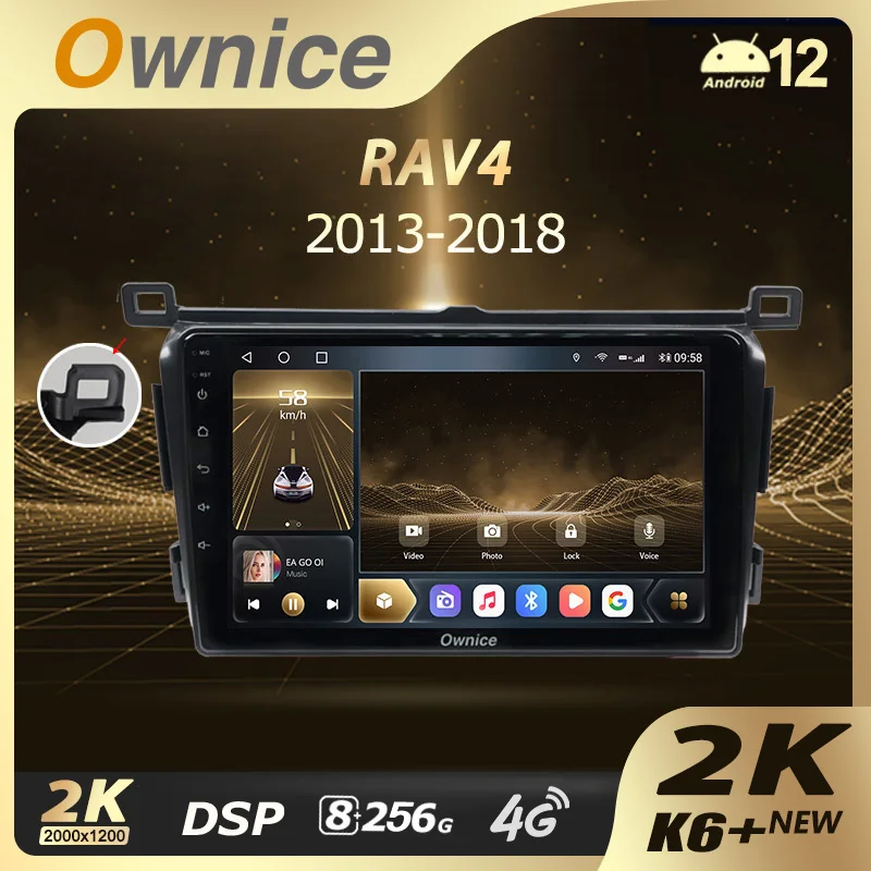 Ownice K6+ 2K for Toyota RAV4 4 XA40 5 XA50 2012 - 2018 Right Hand Driver Car Carplay Multimedia Video Player Navi GPS Android12