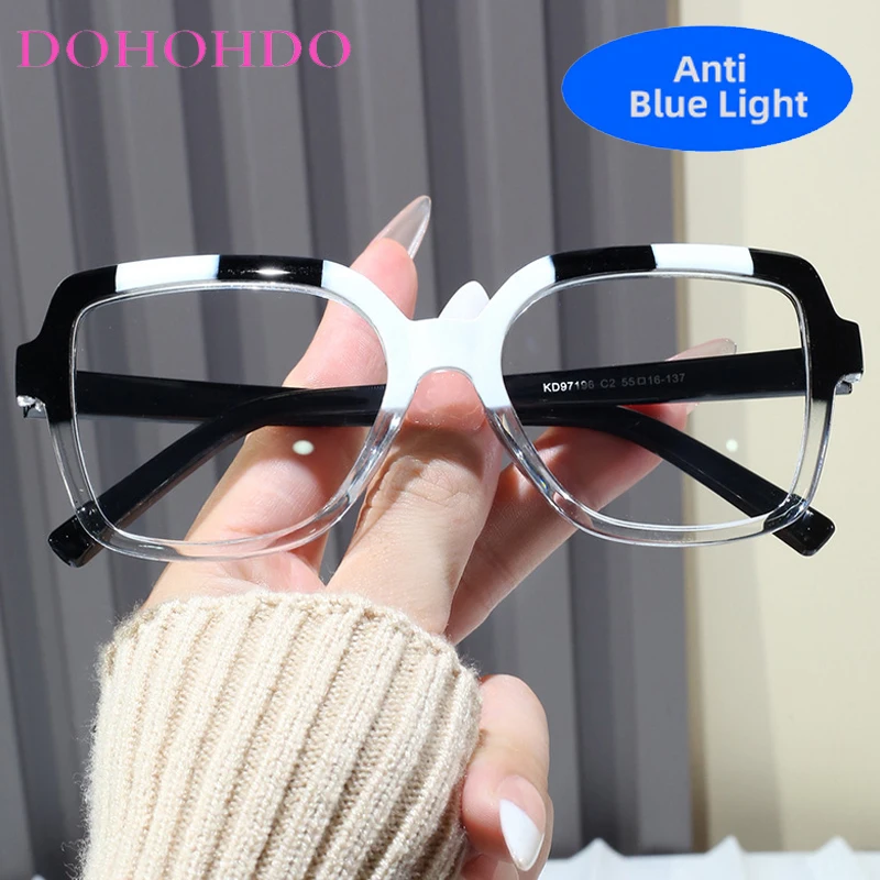 

Trend Popular Assorted Colors Big Square Frame Women Men Eyewear Luxury Brand Use Computer Optical Reading Anti-Blue Light Glass