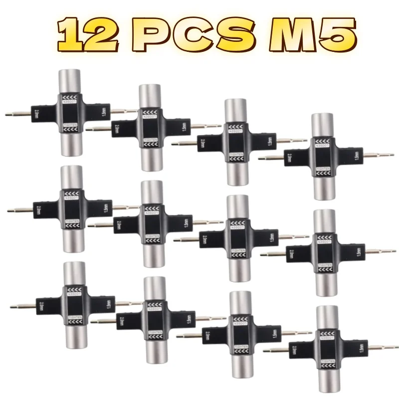 

12 шт. отвертка для двигателя пропеллера RC FPV M5, гаечный ключ со встроенным односторонним инструментом для подшипников 1,5 мм/2,0 мм