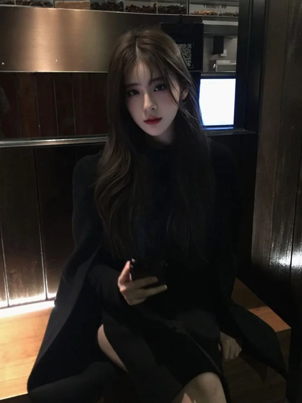 

Korean Sle Hepburn Ele Woolen Coat Women's Waist-Cinching Lapel Long Sve Soft Comfortable Pure Color Autumn Coat