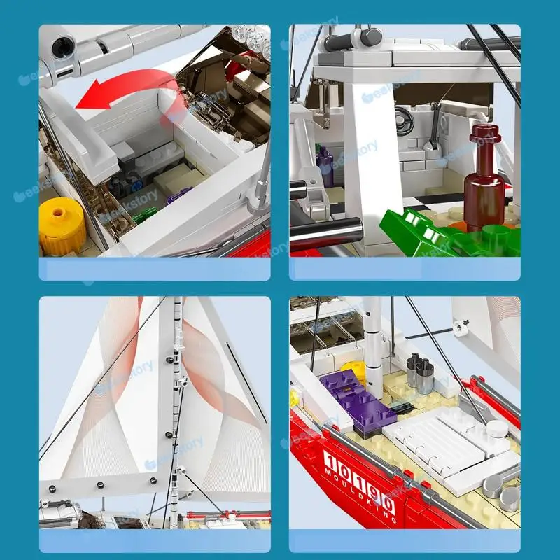 

Modern Sailing Boat Model Building Blocks Kit Creative Nautical Sailboat Collectible Boys Assembled MOC Bricks Adults Toys Gifts