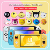 4pcs Soft Silicone Thumb Stick Grip Cap For Nintendo Switch Oled Lite JoyCon Controller Case Cute Cartoon Joystick Button Cover
