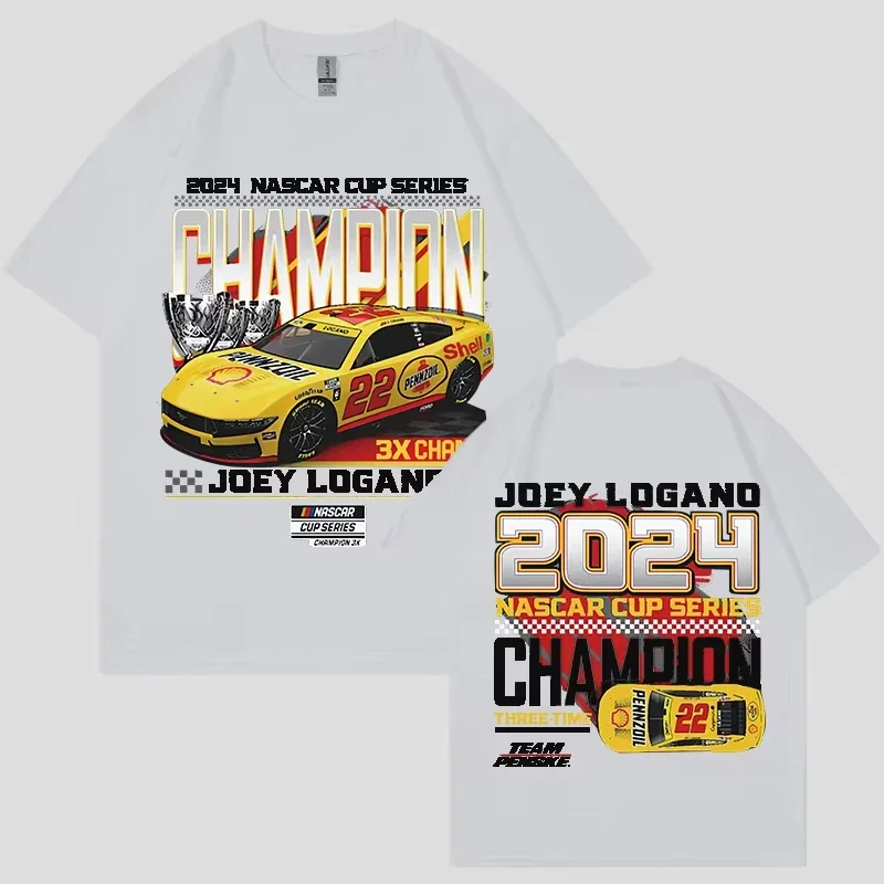 Joey Logano 2025 NASCAR Cup Series Champion Men's Cotton Printed T-Shirt Oversized Loose Casual Street Women's Shirt