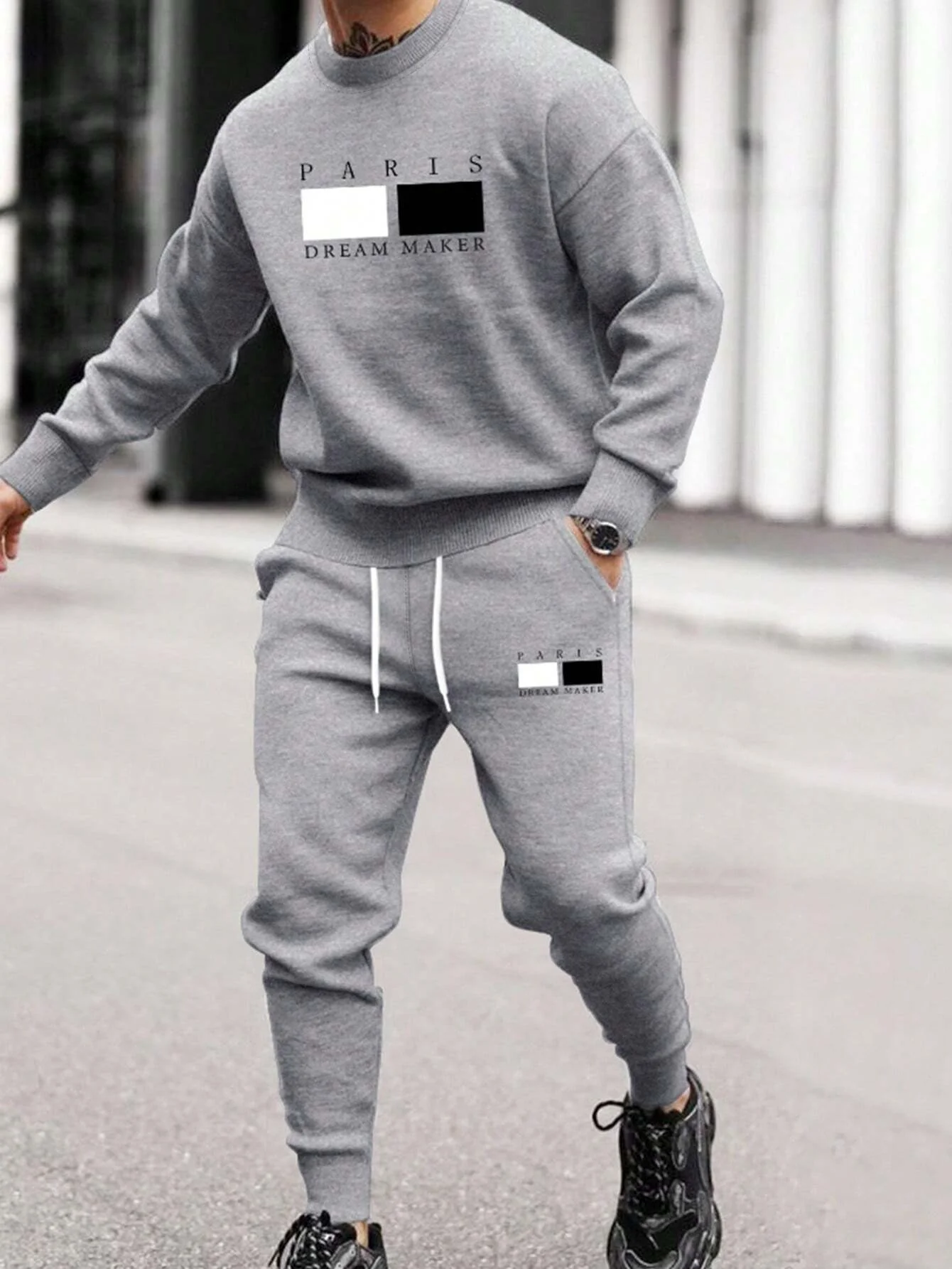 Men's Autumn Winter Sweater Set With Plush Fashion Casual Men's Loose Breathable Pullovers Brand Hoody