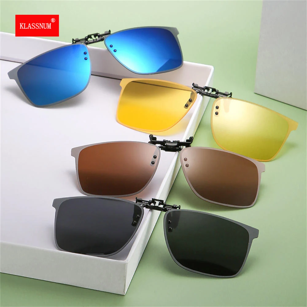 KLASSNUM Polarized Clip Night Vision Lens Anti-UV400 Cycling Driving Riding Sunglasses Clip On for Women Men Reading Glasses