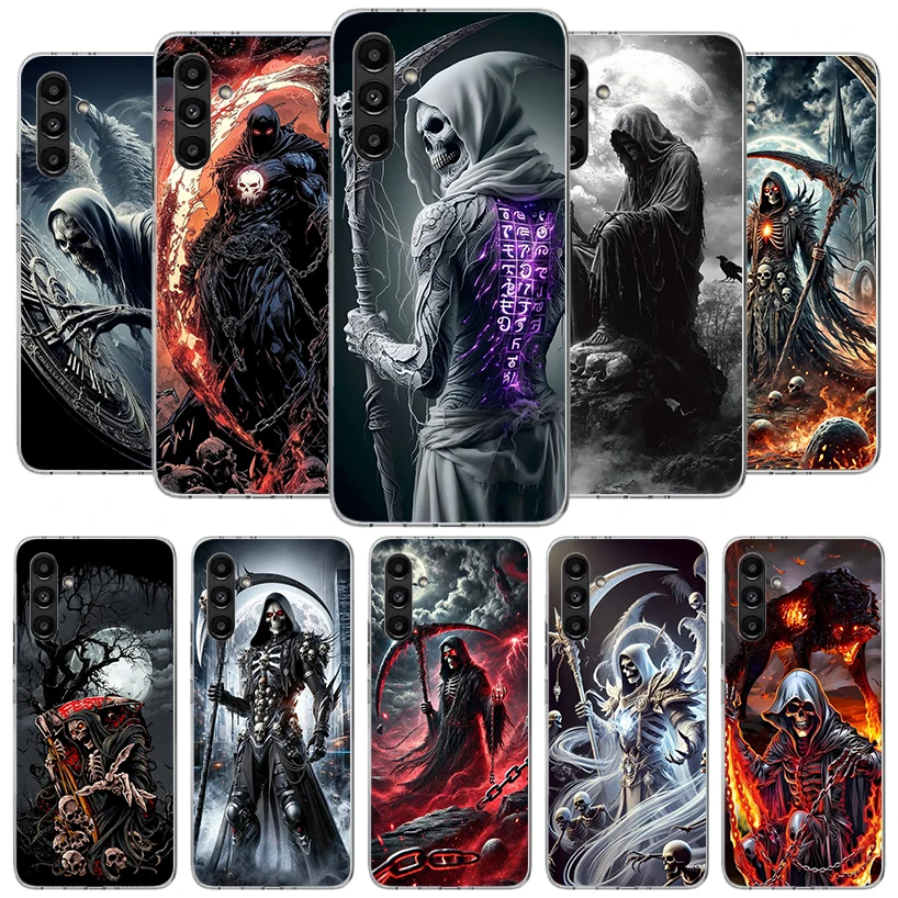 Death Grim Reaper Skull Scythe Phone Case For Samsung Galaxy A17 A37 A57 A16 A26 A36 A56 A15 A25 A35 A55 A14 A24 A34 A54 A13 A23