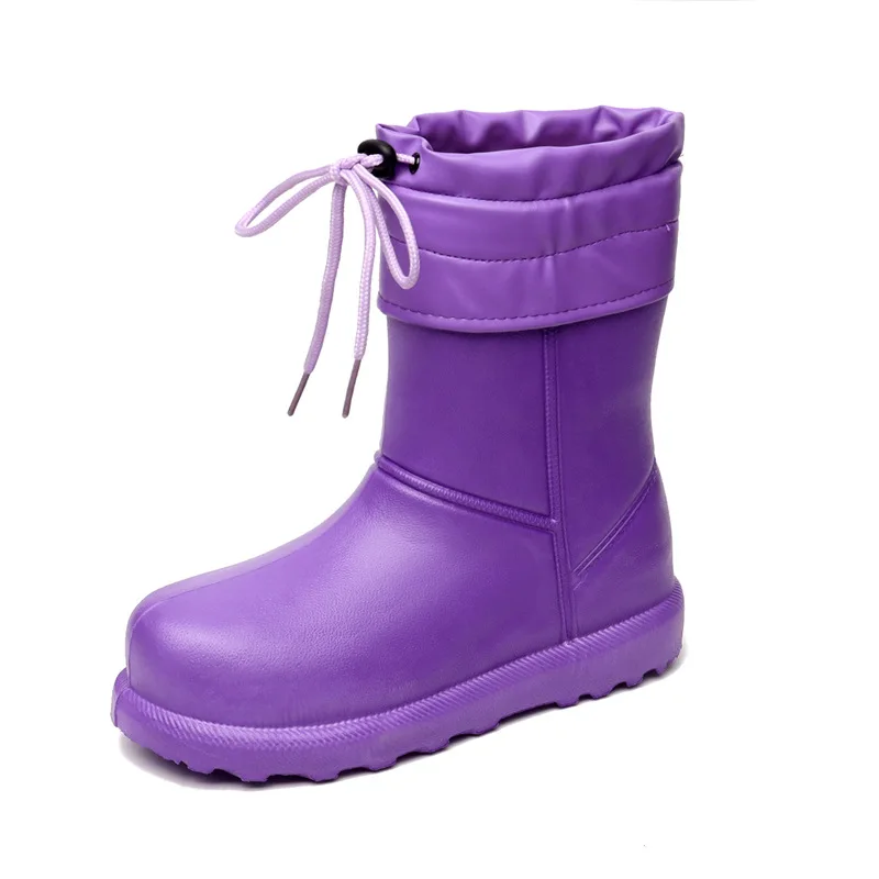 Women Shoe Suede Waterproof Rain Boot Women Winter Warm Washing Car Kitchen Rubber Boots Platform Snow Boot Comfort Cotton Shoe