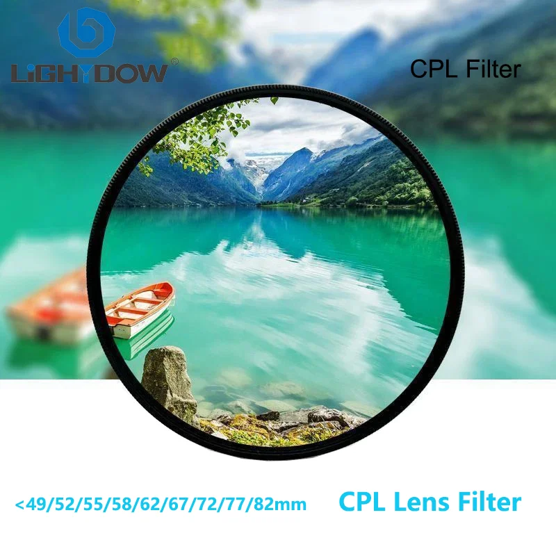 Lightdow Ordinary CPL Lens Filter 49mm 52mm 55mm 58mm 62mm 67mm 72mm 77mm 82mm for Canon Nikon Sony Pentax Fuji Camera Lens