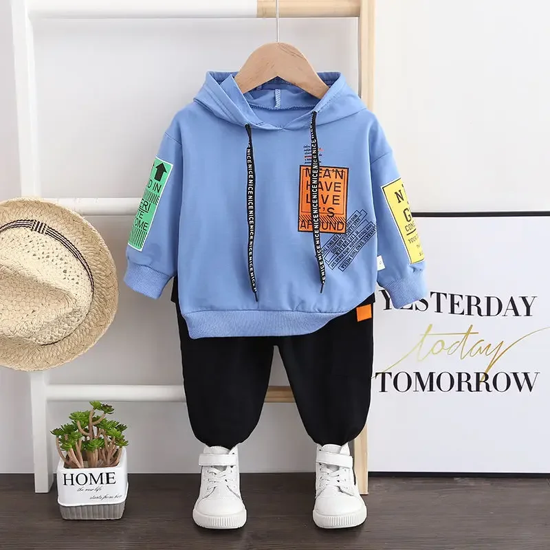 Fashion Spring Autumn Kids Cotton Clothes Kids Boy Letter Hoodies Pants 2Pcs/set Infant Outfit Children Toddler Casual Suit Set