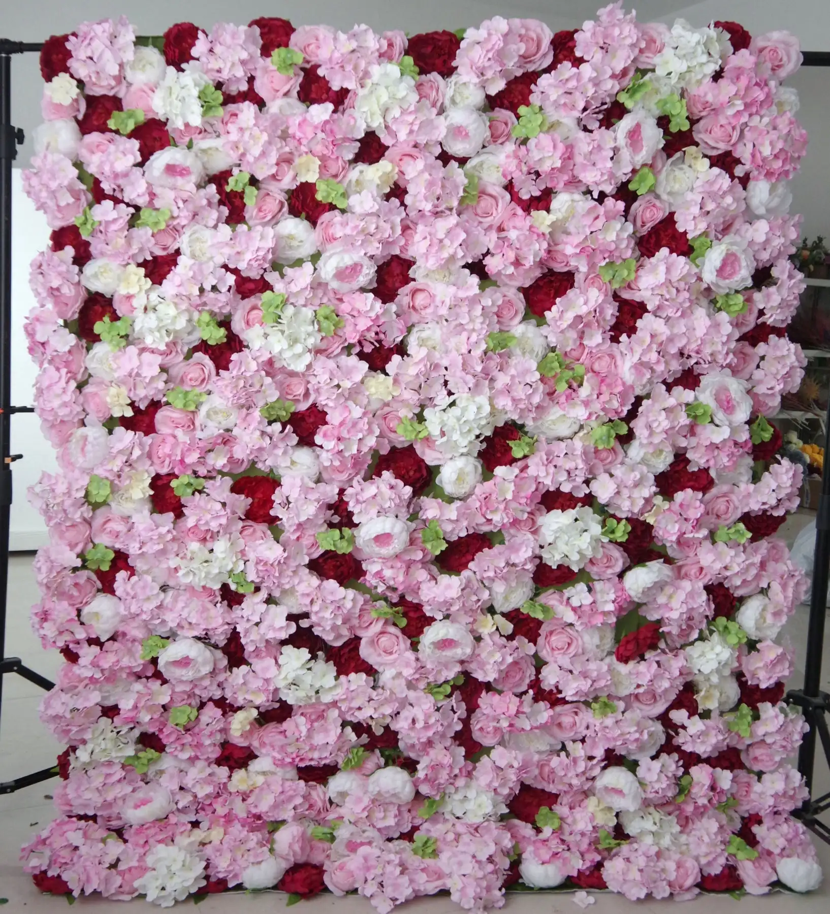 

Mixed Flower Series luxurious pink and white rose Phalaenopsis Hydrangea 3D artificial flower wall wedding background decoration