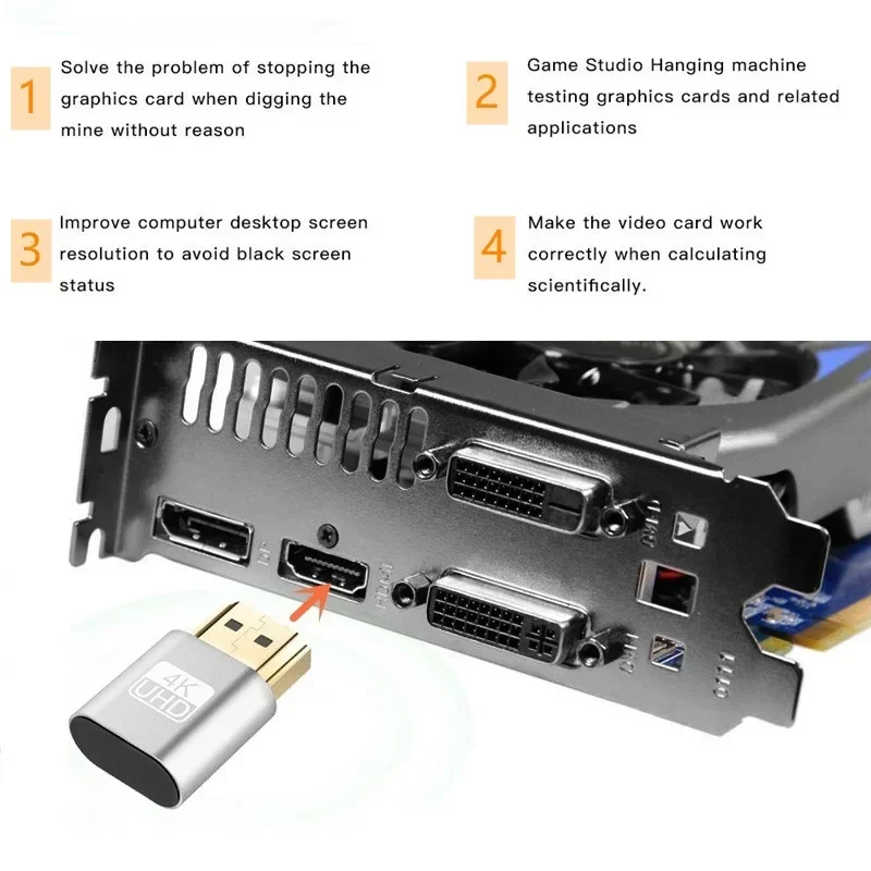 10 قطعة 1920x1080 VGA HDMI-متوافق مع الدمية التوصيل الظاهري عرض المحاكي محول DDC Edid لبطاقة الفيديو BTC التعدين التعدين #5