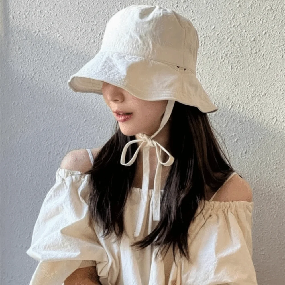 UV Protected Sunscreen Bucket Hat with Drawstring Wide Brim Sun Hat Quick-drying Wide Brim Hat for Summer Outdoor Activities