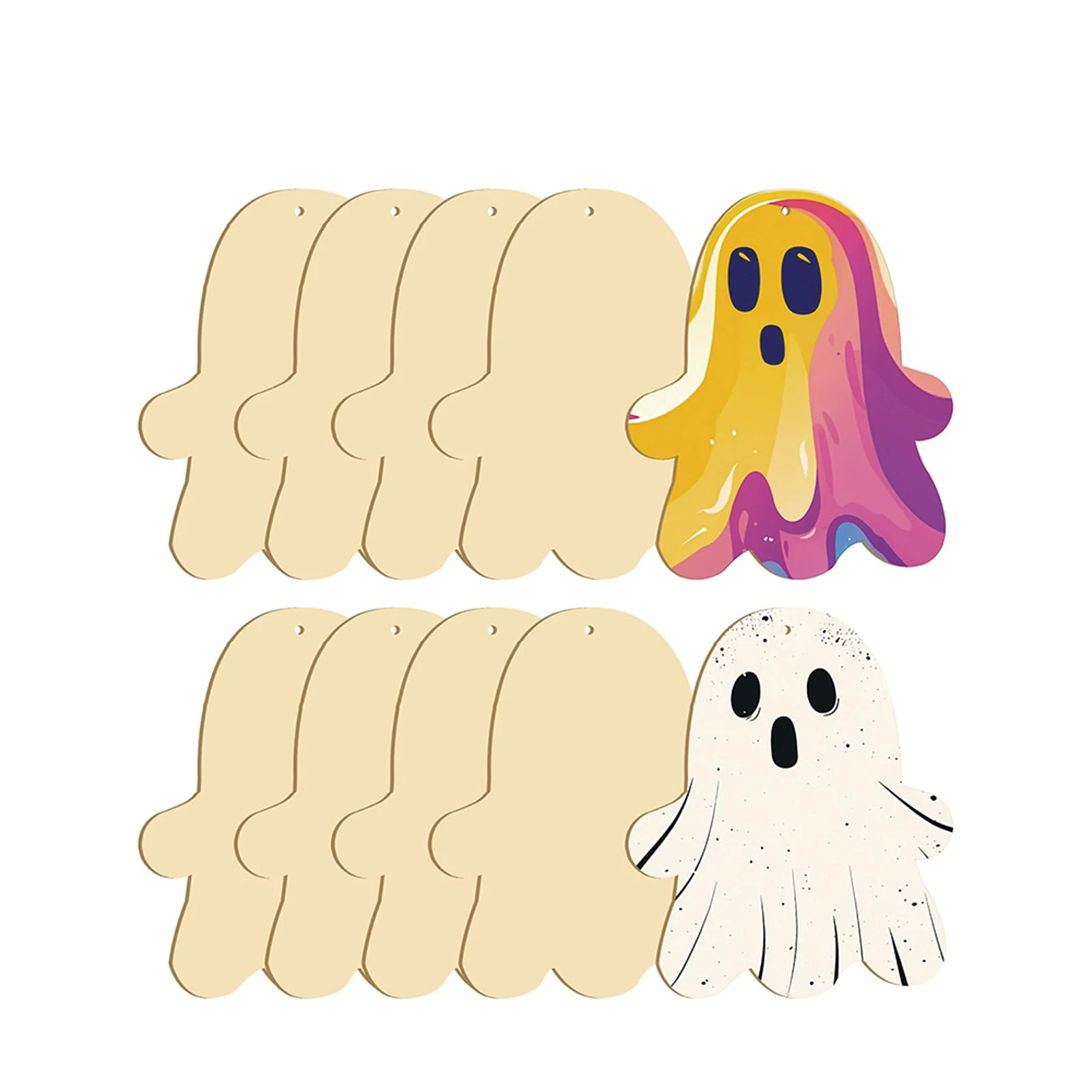 10 قطع من قلادة شبح خشبي للهالوين يمكنك صنعها بنفسك زخرفة معلقة للديكور المخيف للاستخدام المنزلي والحفلات والمهرجانات