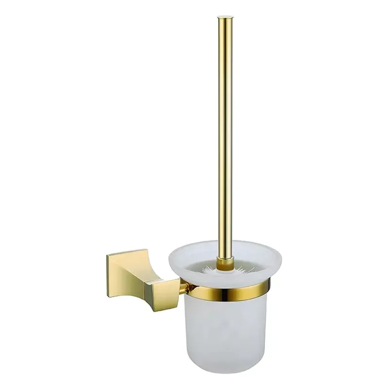 Modern European Style Stainless Steel Toilet Brush Holder Gold Finish Custom Bathroom Set for Home Decor Elegant Design Gold