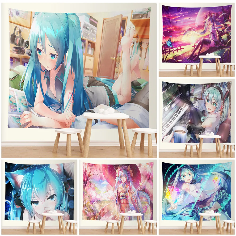 

Anime Girl Tapestry Wall Hanging Kawaii Room Decor Hippie Japanses Anime Large Cloth Wall Tapestry Dormi Bedroom Decoration Home