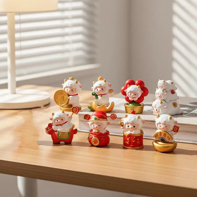 Lucky Happy Sheep Mini Blind Box Chinese Style Kawaii Random Surprise Collectible Cute Desktop Decor for Festival Giveaway