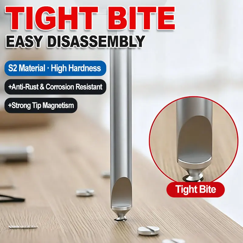 Single Flat Head Recessed Shank Bit S2 Steel Magnetic Anti-Slip 1/4 Hex Shank Impact Driver Accessory For Appliance Maintenance
