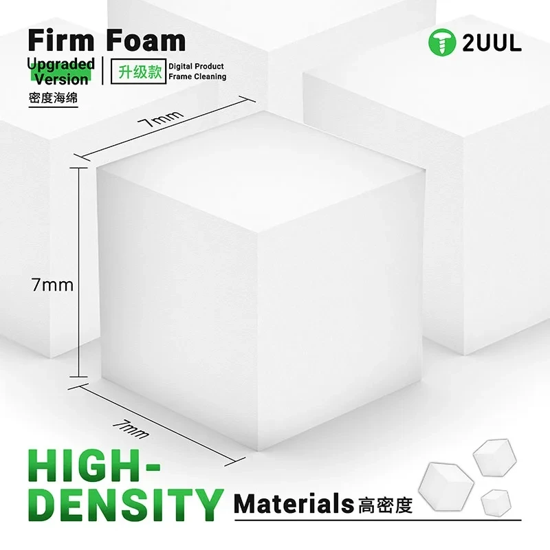 2UUL SC27 Firm Foam (500pcs), 7mm High-Density Sponge for Phone Repair, Motherboard, Bezel, Chip & Camera Cleaning Residue-Free