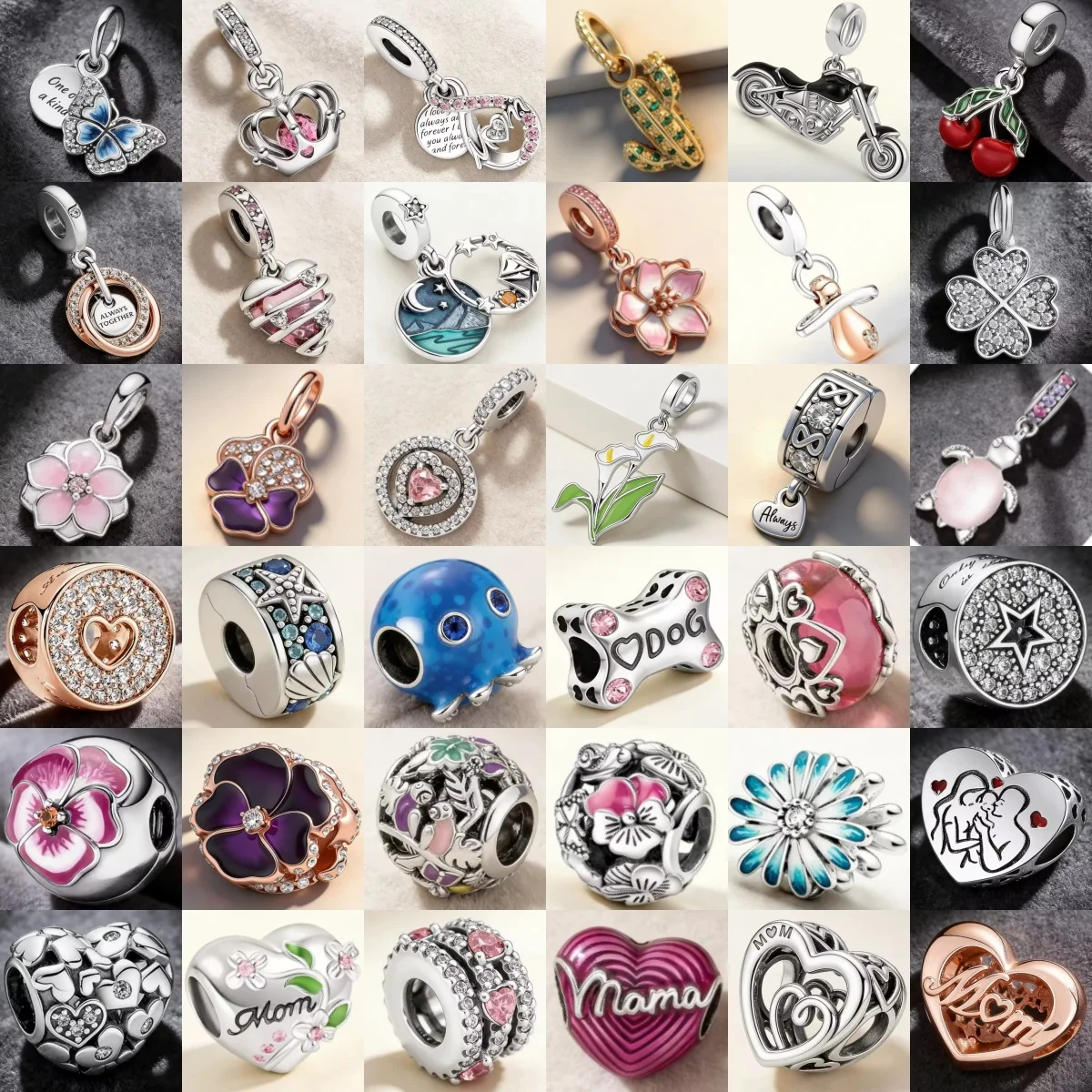 Pingente de Cereja Vermelha em Prata S925, Compatível com Pulseira DIY Original, Joia da Moda, Presente para o Dia das Mães