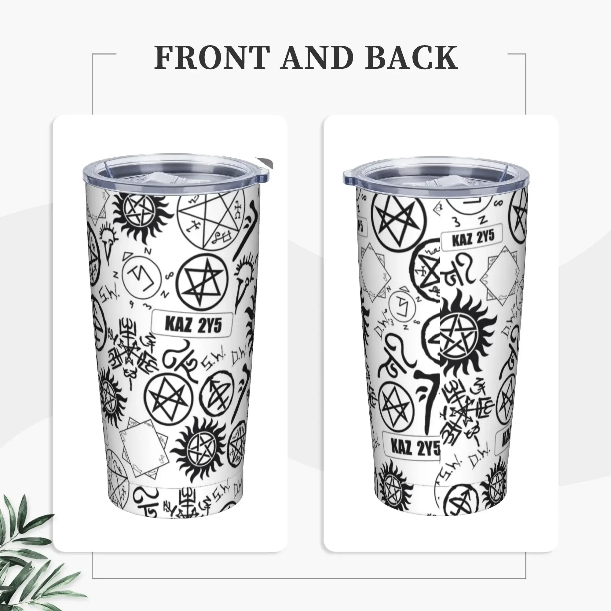Supernatural Symbols Insulated Tumbler with Straws  Vacuum Coffee Mugs Outdoor Travel Water Bottle Cup, 20oz