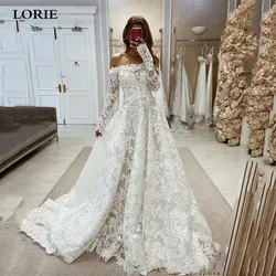 LORIE 2 Pieces Lace Wedding Dress Long Sleeve vestidos de novia 2024 A Line Off The Shoulder Appliques Bride Dresses