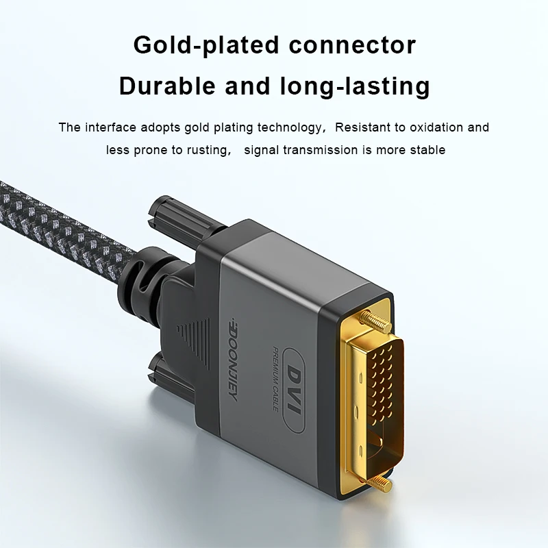 4K USB Type C To 24+1 DVI Cable 2m Gold Plated Nylon Braid USB-C DVI Converter Adapter Cable for TV Monitor Projector MacBook