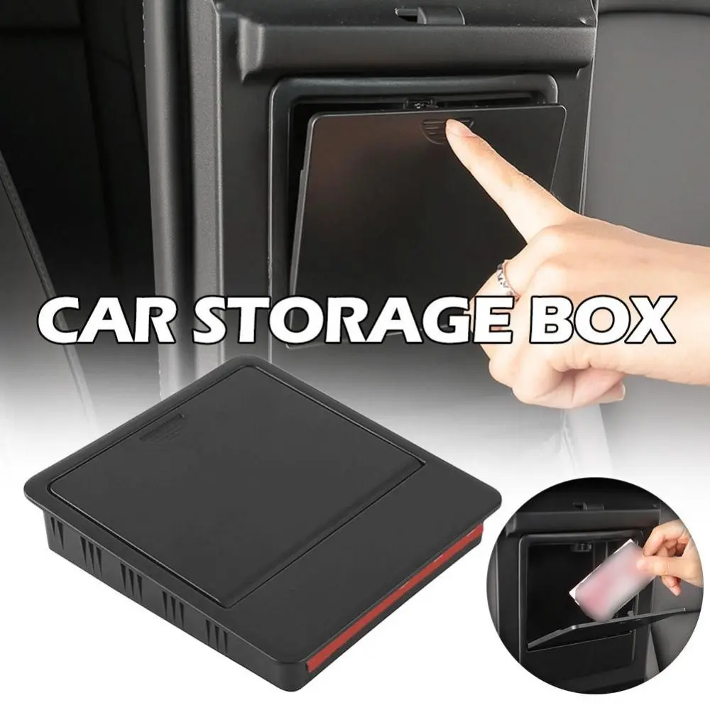 

Hidden Under Seat Storage Box Save Space Push Type Car Armrest Holder Box Dust-proof Black Concealed Storage Box For Model 3/Y