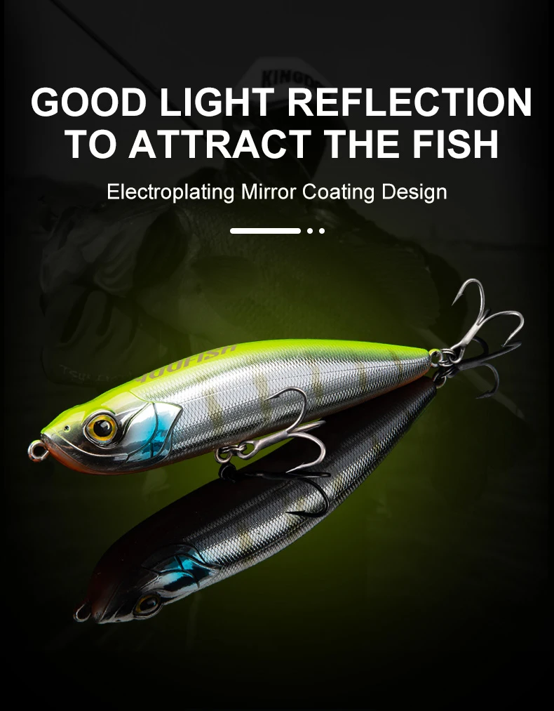 YOOFISH Schwimmender Pencil-Angelköder 100mm 20,5g 31,5g Oberflächenköder mit Zickzack-Aktion für Weite Würfe, Sinkender Meerbarsch-Angelköder – Detail 4