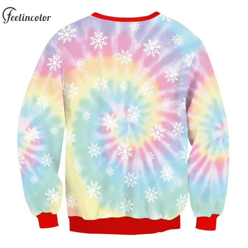 Christmas Stockings Women 3D Print Sweatshirts Colorful Snowflakes Graphic Pullover Xmas Famliy Matching Hoodies Couple Clothes