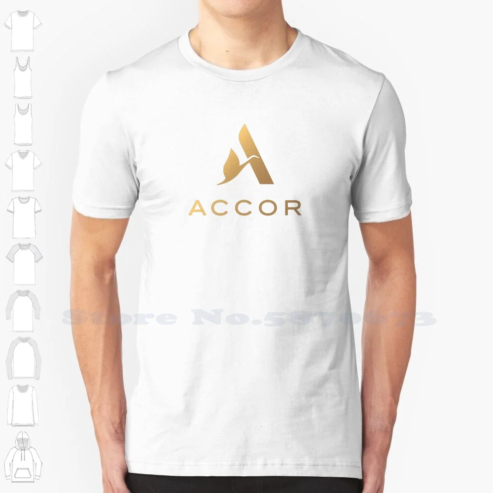 Accor Logo Casual Streetwear Print Logo T-shirt Graphic 100% Cotton Tee