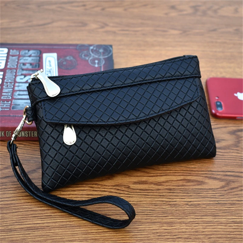 Clutch Organizer Wallet Women Organizer Purse Plaid Zipper Long Key Coin Bag Casual Women\'s Wallet Leather Money Bag
