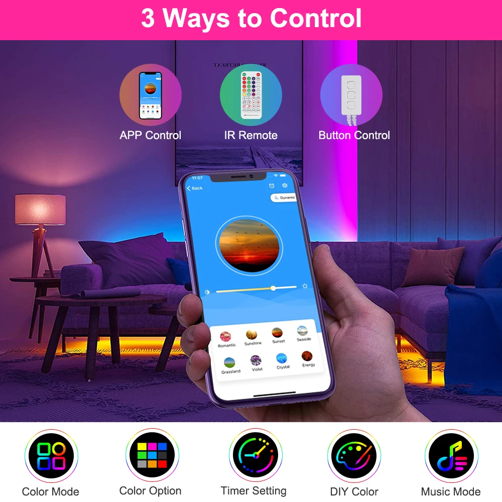 Zestaw pasków RGB IC COB 5 mm Adresowalne paski WS2812B Running COB Strips 5V WIFI Bluetooth Zestawy APP Smart Control RGB Light Tape Decor