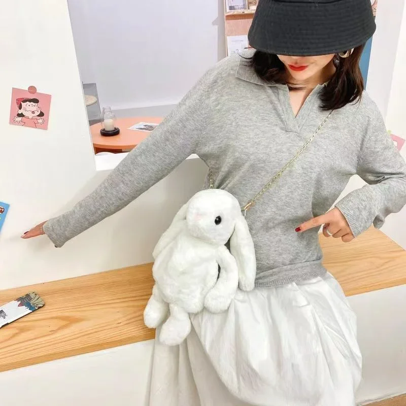 Plush Backpack Stuffed Animals Plush Korean Version Rabbit Bag Cute Crossbody Backpack Exquisite Brithday Souvenir for Friend