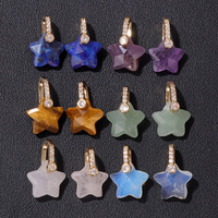 3Pcs Natural Stone Star Shape Charms Tiger Eye Rose Quartz Stone Pendant For Jewelry Making Necklace DIY Earrings Bracelet 11mm