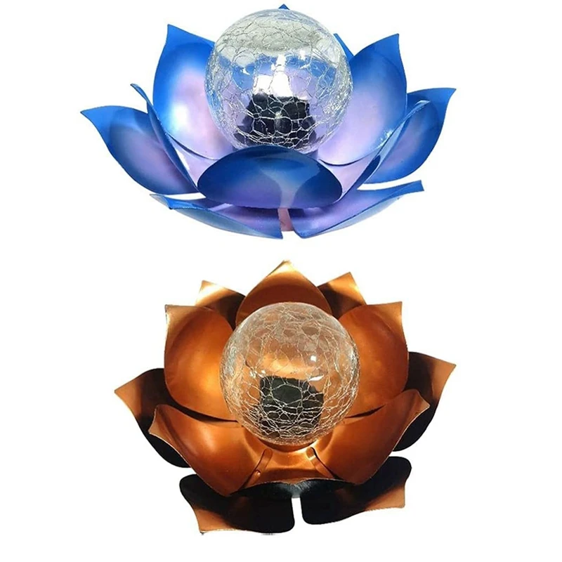 2Pcs Solar Flower Lights, 2PCS Lotus Solar Light, Waterproof Garden Yard Lotus Lamps Ornament For Garden