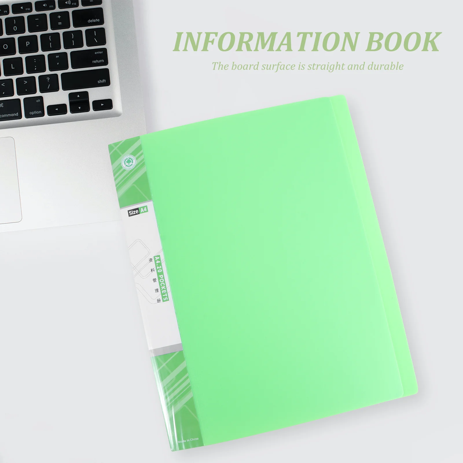 مجلد A4 إدراج 20 صفحة كتيب معلومات منظم المستندات البلاستيكية للتخزين المكتبي المدرسي باللون الأخضر #5