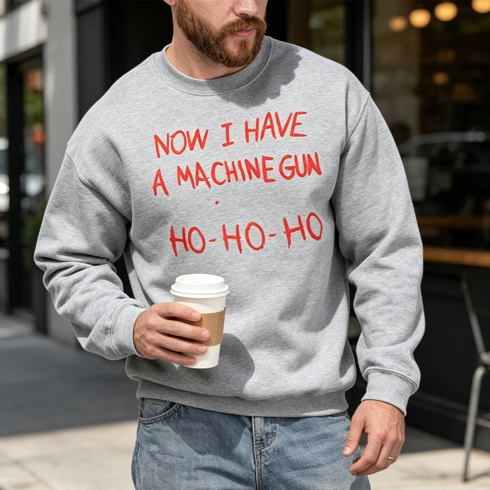 Now I Have A Machine Gun Ho Ho Ho Christmas Jumper Funny Die Hard Movie Sweater Xmas Gift for Action Film Fans Streetwear