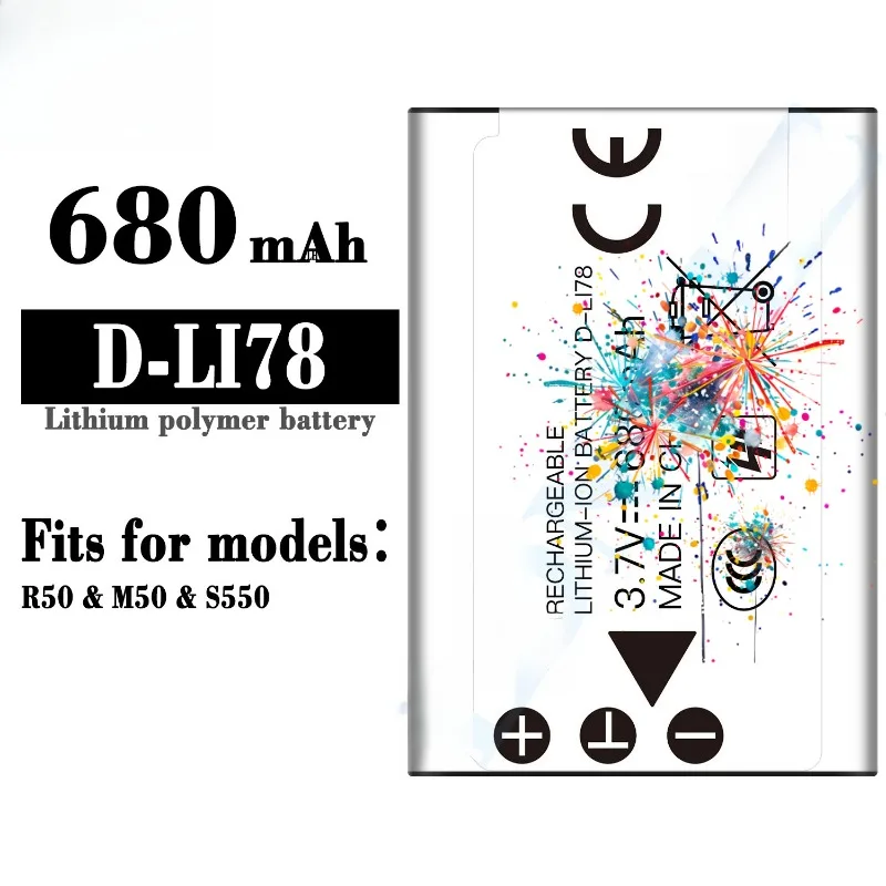 High‑quality D-LI78 DLI78 680mAh 3.7V Replacement Battery for Pentax Optio M50 for Nikon Coolpix S550, S560, S660 Cell