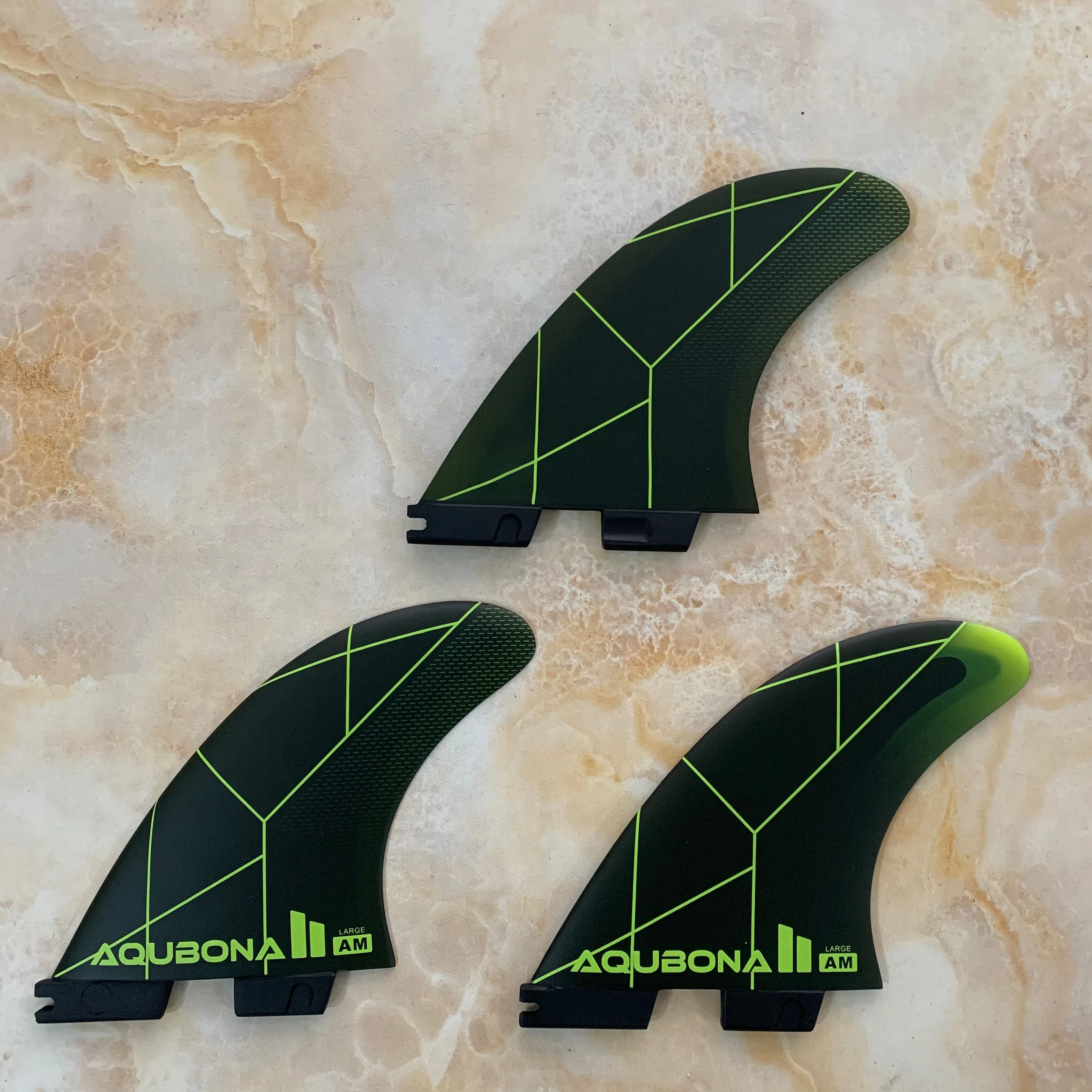 AQUBONA Surfboard Fin Double Tabs II Fiberglass Fin Tri Fin Set G6 L Size Surfing fins forLongboard Shortboard Funboard