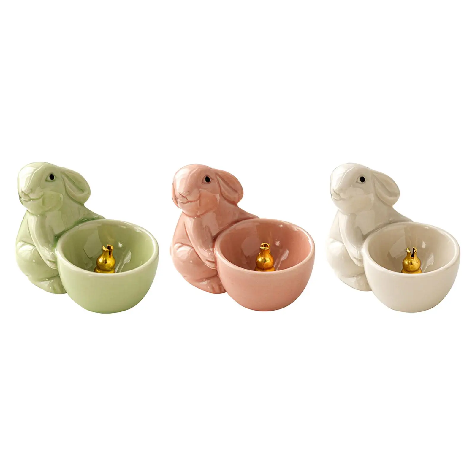 Rabbit Incense Holder Statue Cartoon Animal Figurine Incense Stick Holder Incense Burner for Tabletop New Year SPA Decoration