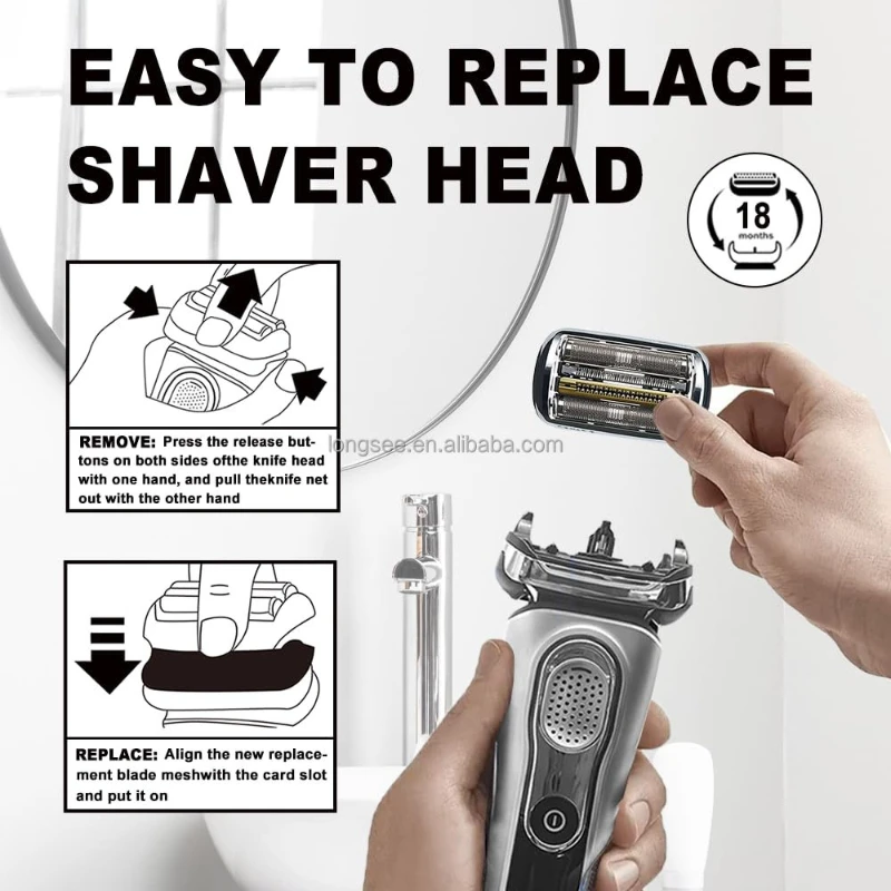 For Braun Series 9 Electric Shaver Replacement Head - 92S - Compatible with all Series 9 ,9385cc, 9390cc, 9330s, 9296cc