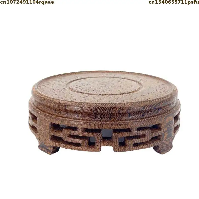 Miniature Wooden Standing Flower Base Figurines Flower Pot Circular Sorting Table Vase Buddha Display Stand Tea Sets Pedestal