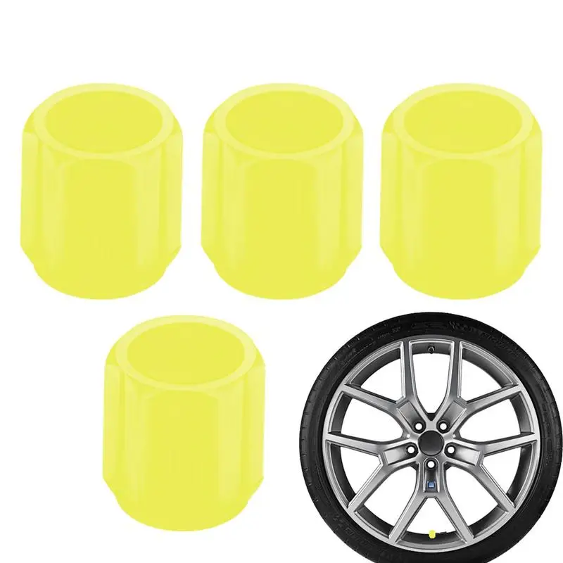 4Pcs Car Glow In The Dark Tire Valve Cap Motorcycle Bike Wheel Nozzle Night Glowing Fluorescent Decor Tyre Valve Stem Caps