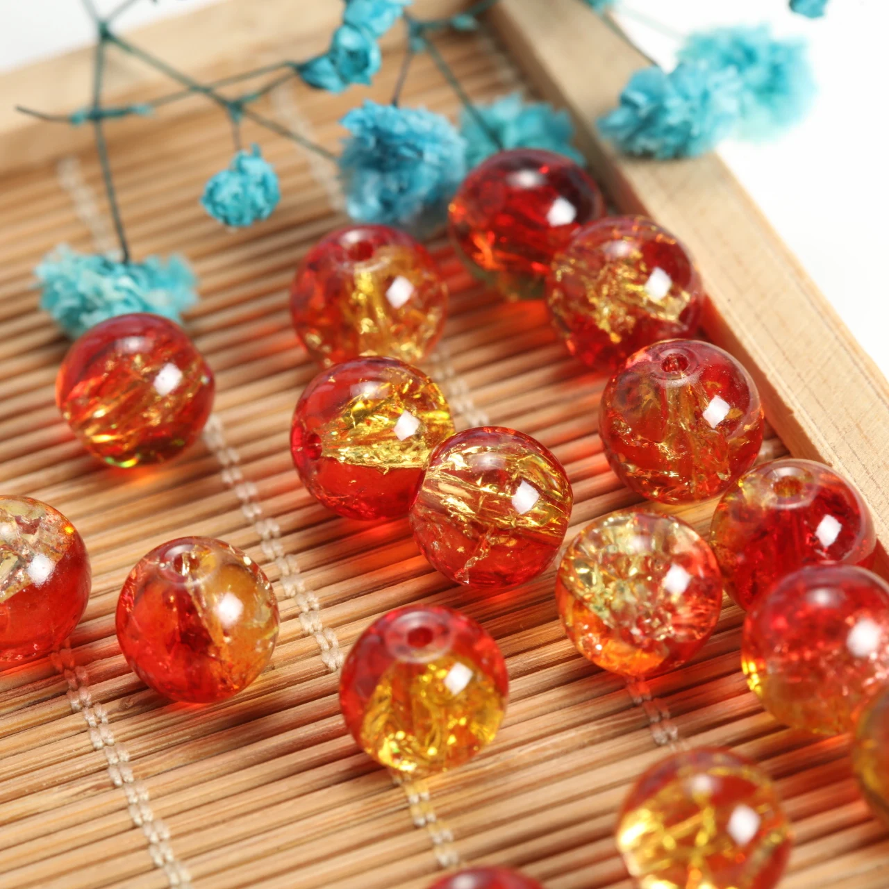 80-640pcs 10mm Crystal Glass Beads Loose Spacer Crackle Round Charm Beading for Jewelery Making Supplies DIY Accessories