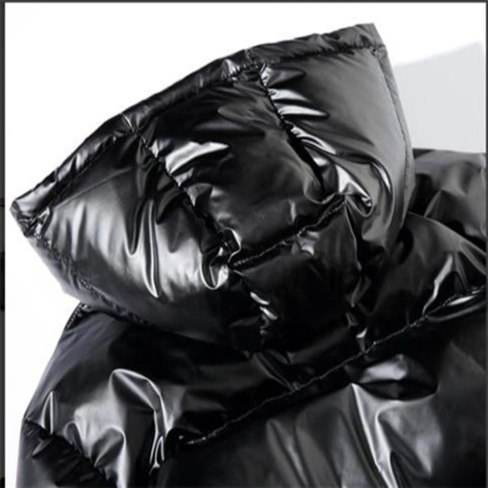 Winter Men's Solid Color Glossy Long-Sleeved Down Jacket American Retro Fashion Trendy High Street Loose Casual Niche Men's Top